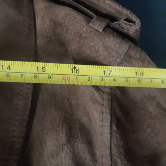 Vintage Aquascutum SZ S/M Rust Suede Men's Double Breasted Trench Coat - Picture 15 of 16